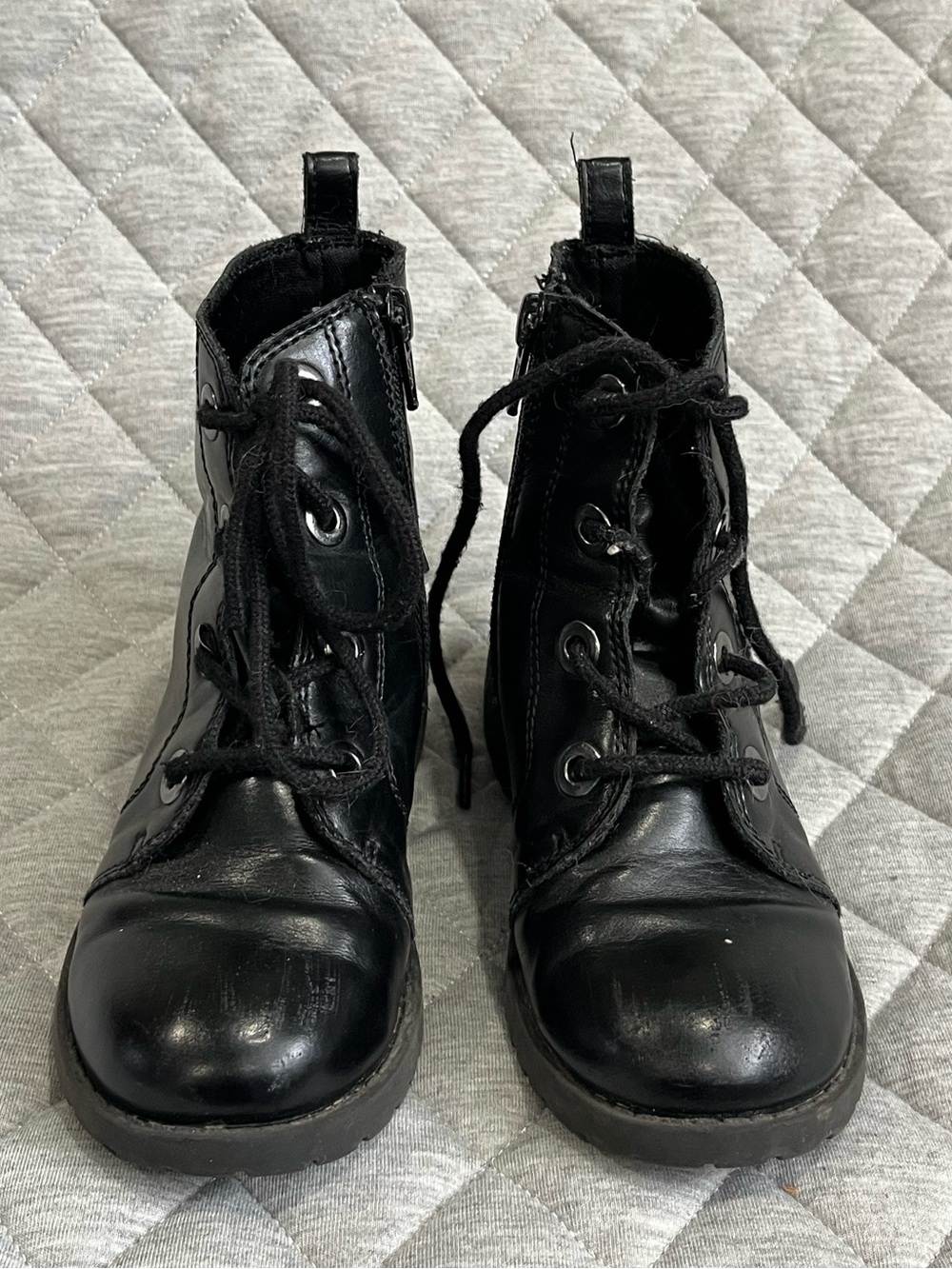 Old Navy Kids Black Lace-Up Ankle Boots with Side Zipper